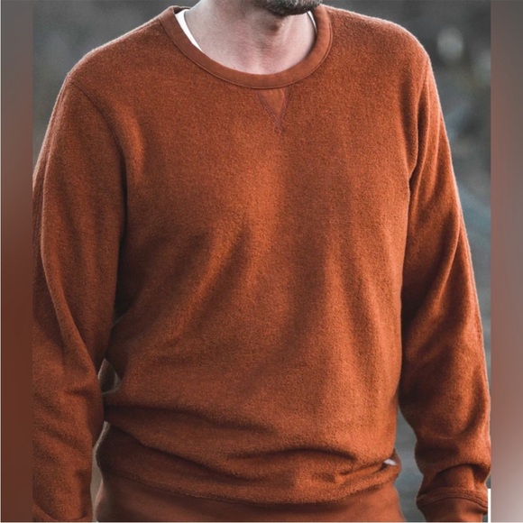 Outerknown High Tide Crew Neck Terry Pullover Sweatshirt in Curry Men’s Large - Picture 1 of 5